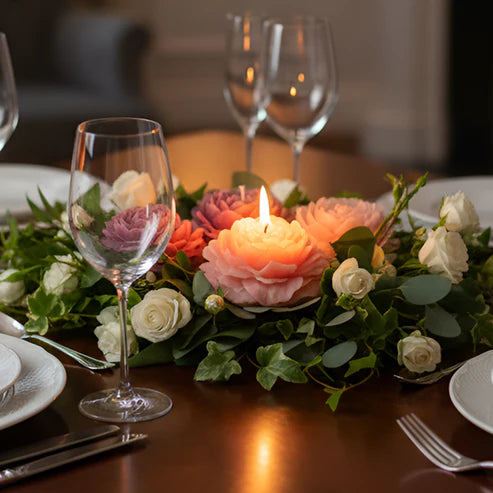 Handcrafted Rose Flower Scented Candle - Decorative Floral Wax Candle for Home Decor, Gifting & Relaxation (Available in Multiple Colors)