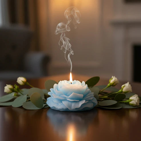 Handcrafted Rose Flower Scented Candle - Decorative Floral Wax Candle for Home Decor, Gifting & Relaxation (Available in Multiple Colors)