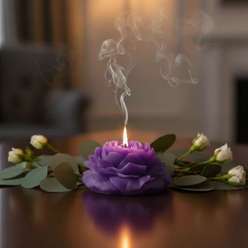 Handcrafted Rose Flower Scented Candle - Decorative Floral Wax Candle for Home Decor, Gifting & Relaxation (Available in Multiple Colors)