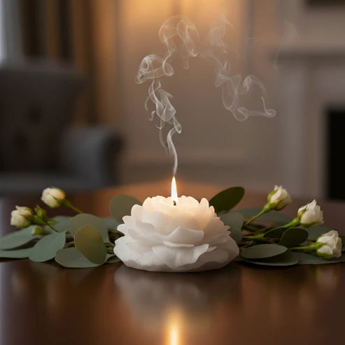 Handcrafted Rose Flower Scented Candle - Decorative Floral Wax Candle for Home Decor, Gifting & Relaxation (Available in Multiple Colors)