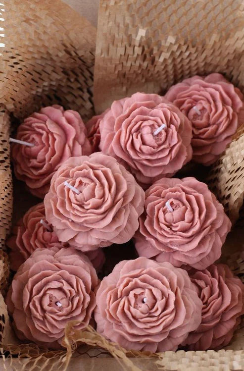 Handcrafted Rose Flower Scented Candle - Decorative Floral Wax Candle for Home Decor, Gifting & Relaxation (Available in Multiple Colors)
